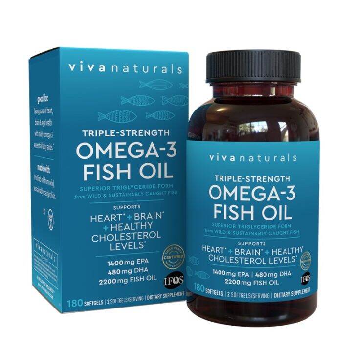Omega 3 Fish Oil Viva Naturals Viva Naturals Omega 3 Fish Oil , 180 Softgels | Lazada.co.th