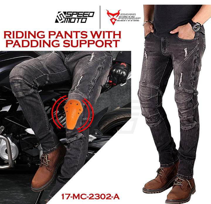 MOTOCENTRIC BREATHABLE RIPPED JEANS WITH PROTECTIVE GEAR SUPPORT 17-MC ...