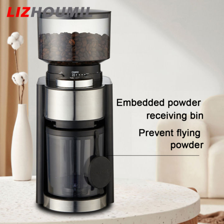lizhoumil-เครื่องบดกาแฟไฟฟ้า25ระดับสำหรับใช้ในครัวเรือนปรับได้250กรัมกาแฟขนาดใหญ่โรงงานเครื่องบดถั่ว