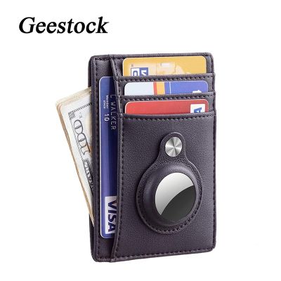 Geestock RFID Anti-theft Card Bag for Women Men Leather Wallet Protective Case Shockproof Anti Scratch Shell Cover For AirTags