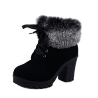 High Heel Winter Shoes Women Winter Boots Fashion Womens High Heel Boots Plush Warm Fur Shoes Ladies Brand Ankle Botas YX328