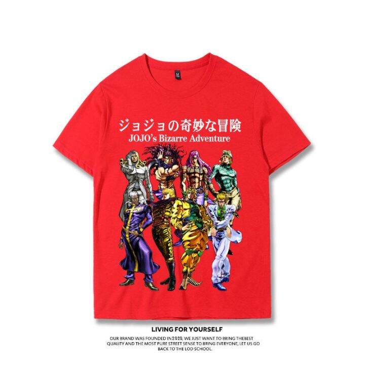 jojo-s-bizarre-adventure-co-branded-เสื้อยืด-jotaro-kujo-kira-yoshikage-ญี่ปุ่นอะนิเมะอุปกรณ์ต่อพ่วงแขนสั้นชายแนวโน้ม