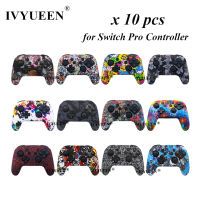 IVYUEEN 10 Pcs สำหรับ Nintendo Switch Pro Controller Transfer พิมพ์ซิลิโคนผิวกรณีป้องกัน og Thumb Stick Grip Cap