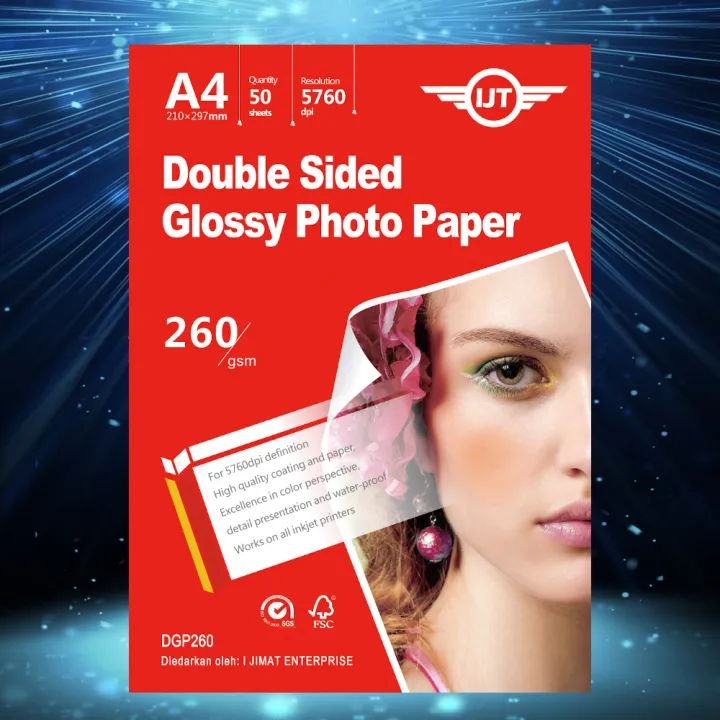 Double Sided Glossy Photo Paper A4 Size 260g 260gsm 50's (Each Pack 50 ...