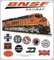 ป้ายดีบุกทางรถไฟ BNSF โลโก้มรดกทางรถไฟ