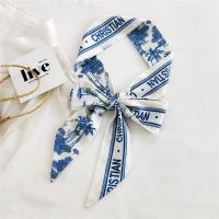 【YF】 Luxury Scarf Women Hair Fashion Long Ribbon Accessories Brand Design Lady Silk Scarves Bandana Foulard Cheveux