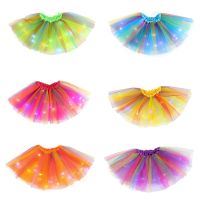 【cw】 Up Skirt Children Layered Flashing Tutu Skirts Ballet Dancing Costume 【hot】