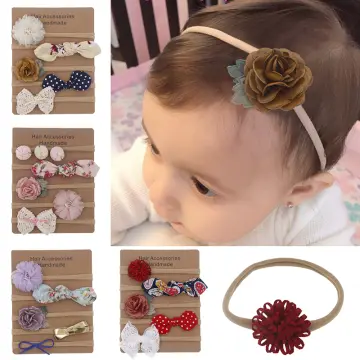 5Pcs/Set Baby Headband Bows For Girls Headbands Children Elastic Hair Bands  New Born Hairband Soft Toddler Cute Accessories