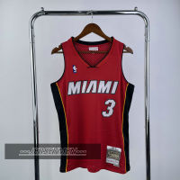 【Mitchell&amp;Ness】Mens New Original NBA 2005-06 Miami Heat #3 Dwyane Wade Vintage Jersey Heat-pressed Hardwood Classics Swingman Red