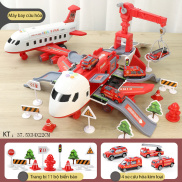 Bộ đồ chơi máy bay có nhạc và đèn KAVY chủ đề cứu hỏa kèm thang trượt