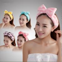 YJ Karang Bulu Busur Ikat Kepala untuk Wanita Wanita Mencuci Wajah Makeup Bath Solid Bergaris Polka Dots Hairband Sorban Rambut Aksesoris