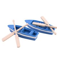 PLANED สีฟ้า สำหรับเด็ก งานฝีมือ สวนนางฟ้า น่ารัก เครื่องประดับ ของเล่นโมเดลตลก เรือ 1 ชิ้น และ พาย 2 ชิ้น Quantไม้ เรือเรซิ่น