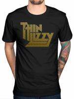 อย่างเป็นทางการบาง LIZZY METALLIC GOLD โลโก้ใหม่เสื้อยืด ROCK Metal Band Merch