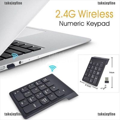 ㍿ [takejoyfine] คีย์บอร์ดตัวเลขไร้สาย 2.4G Mini USB 18 คีย์ สําหรับ PC