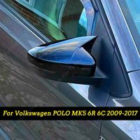 1คู่สำหรับ Volkswagen POLO MK5 6R 6C 2009-2017ผ้าคลุมกระจกมองหลังด้านข้างของรถยนต์สีดำ ABS อุปกรณ์ตกแต่งพลาสติก