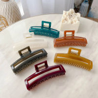 11.6cm Solid Color Hollow Square Acrylic Big Hair Claw For Women Girls Fashion Plastic Barrettes Hairpin Clomp Hair Accessories