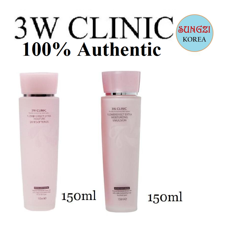 3W CLINIC Flower Effect Extra Moisturizing Emulsion (150ml) + Skin