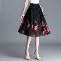 【CC】ஐ◈  Fashion Printing Oversized Elastic Waist A-line Skirt Clothing Office Floral Thin