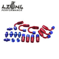 LZONE - 6 AN AN-6 Straight 90 180 Degree Aluminum Swivel Hose End Fitting Adapter Oil Fuel Line + AN6 PORT PLUG JR-SL10AN6-RB