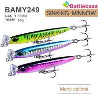 BATTLEBASS 2021 NEW Minnow 8.5cm 14G Fishing Lures Choking Sink Hard Luya Bait Submerged Long Throw Floating Sea 3D Fish TackleLures Baits