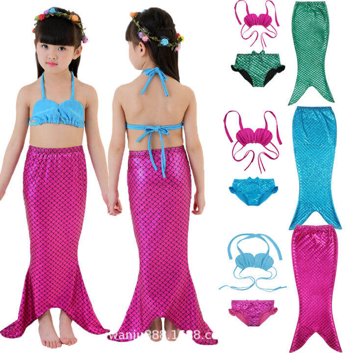 lily'sshop NEW Girls Cosplay Mermaid Tail Swimmable Set Swimwear Swim ...