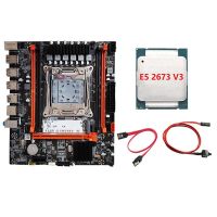 X99(X99H) Motherboard Kit Server Memory Slot with E5 2673 V3 CPU+Switch Cable+SATA Cable LGA2011-V3 DDR3X4 RAM M.2 NVME PCI-E 3.0 X16 SATA3.0