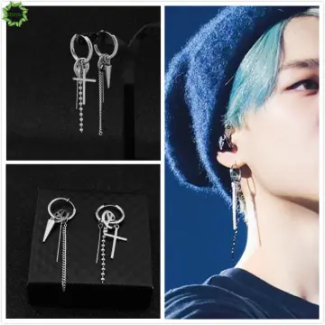 Kpop Idol BTS Suga Titanium steel Basic Mini Bold Hoop Piercings Earrings |  eBay