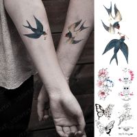 Waterproof Temporary Tattoo Sticker Swallow Owl Pink Flowers Flash Tatoo Butterfly Bird Hand Wrist Fake Tatto For Body Art Women