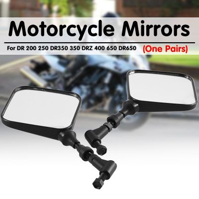 2Pcs For Suzuki Motorcycle Mirrors Rear View ABS Black Side Mirror DR 200 250 DR350 350 DRZ 400 650 DR650 Moto  Accessories Mirrors