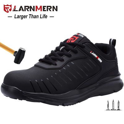 LARNMERN Mens Steel Toe Safety Work Shoes For Men Lightweight Breathable Anti-Smashing Non-Slip Anti-Static Protective Shoes
