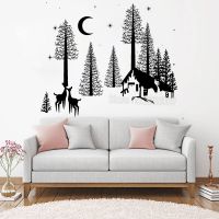 [COD] New Bedroom Wall Stickers Night Village Side Vinyl Mural Top Removable Decals LC272