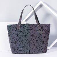 Womens large-capacity holographic laser handbag irregular geometric luminous girl shoulder bag laptop office big bag