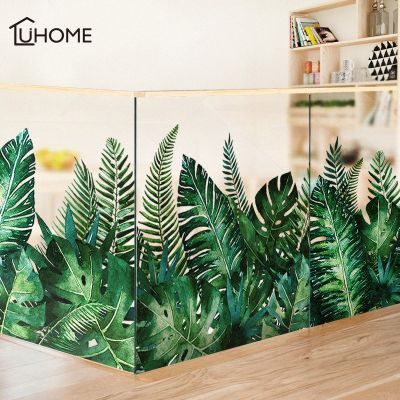 [24 Home Accessories] พืชสีเขียวสติ๊กเกอร์ติดผนังสำหรับห้องนั่งเล่นห้องนอนระเบียงประตูรูปลอกกันน้ำกาว3D หน้าต่างสติกเกอร์รอบผนังกระดาษ