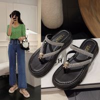 Thickness of bottom water to cool slippers outside women wear the new summer 2022 han edition fairy wind diamond herringbone leisure cool slippers