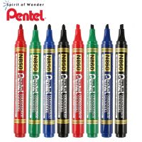 ปากกาปากกาเพอร์มาเน้น Pentel 4ชิ้น N50ปลาย N850สีดำเส้น4.3มม. สีดำ/น้ำเงิน/เขียว/แดง