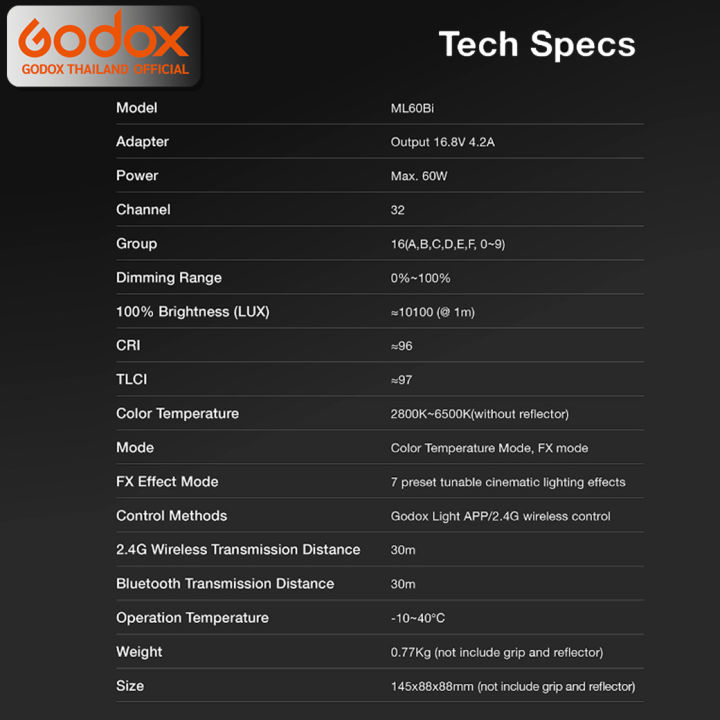 godox-led-ml60bi-60w-bi-color-2800k-6500k-รับประกันศูนย์-godox-thailand-3ปี-ml60-bi