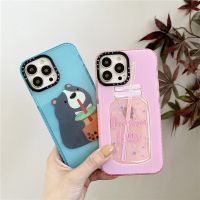 พร้อมส่ง CASETiFY เคสโทรศัพท์มือถือ ซิลิโคนนิ่ม TPU ใส กันกระแทก ลายหมีชานม ลาเต้ สีชมพู สําหรับ  13 Pro MAX 12 11 Pro MAX XR X XS MAX 7 8 Plus