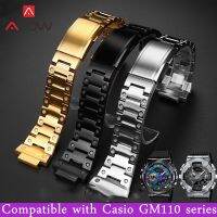 สายสแตนเลสที่เป็นของแข็งสำหรับ Casio G-Shock GM-110สแตนเลสพับหัวเข็มขัดผู้ชายกีฬาโลหะเปลี่ยนนาฬิกาวงเข็มขัด