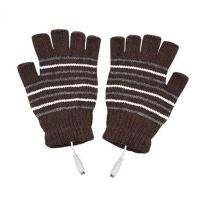 1 Pair Fingerless USB Powered Heated Gloves Knitting Stripped Motorcycle Gloves Office Autumn Winter Students Hand Warmer Mitten