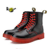 Doc Dr. Martens Air Wair 1460รองเท้าบูทมาร์ตินหนังแข็งสีแดงเรียบคลาสสิกสไตล์ยุโรปรองเท้าลำลองสำหรับนักธุรกิจขนาด35-47