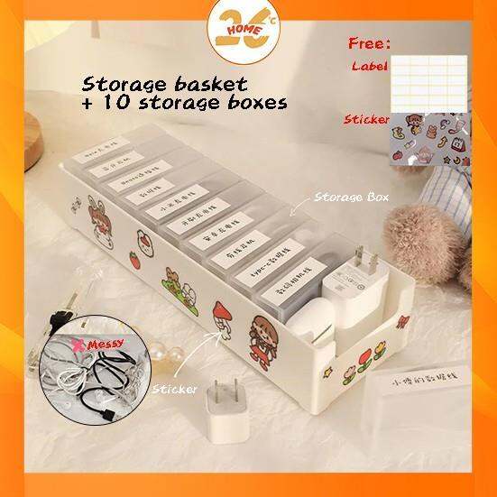 [storage box]Muji 10 grid Cable storage box organizer cable slide Box