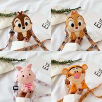 ﹉✈✟ Silica Gel Disney Chip n Dale Crossbody Coin Bag Children Shoulder Handbag Adjustable Strap Holiday Travel Mini Bag