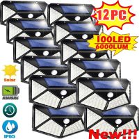 卐✌☇ 2/4/6/8/12Pcs 100 LED Solar Wall Light Outdoor Solar Lamp PIR Motion Sensor Solar Powered Sunlight Street Light for Garden Light