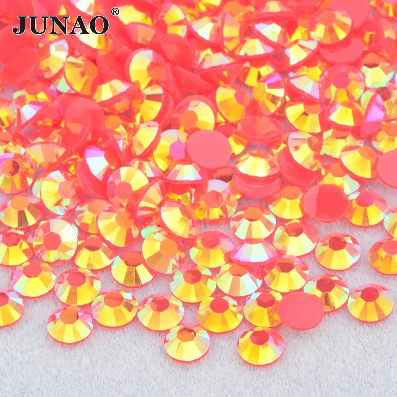 JUNAO 2 3 4 5 6mm Red Flatback Rhinestones Round Diamond Crystal