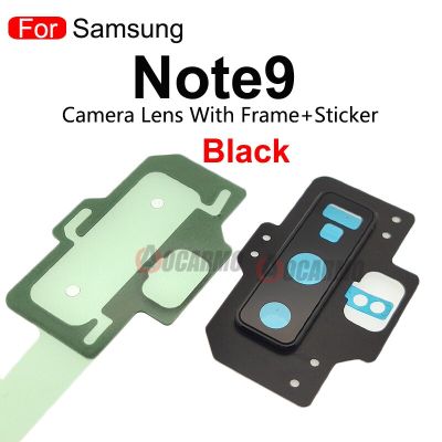 สำหรับ Samsung Galaxy Note 8 9 Note8 Note9เลนส์กระจกกล้องมองหลังพร้อมที่วางภาพกรอบหลังและชิ้นส่วนอะไหล่สติกเกอร์
