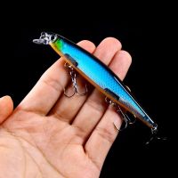 HENGJIA Minnow Fishing Lure Laser Hard Artificial Bait 3D Eyes 11cm 13g Wobblers Carp Fishing Tackle Slow Sinking Jerkbait Lures Baits