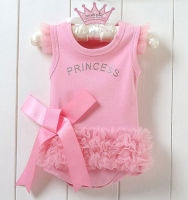 Lovely Infant Baby Girls Princess Lace Romper 2017 New Jumpsuit Baby Pink Layered Hem Bow Clothing Outfits Set Summer Sunsuit