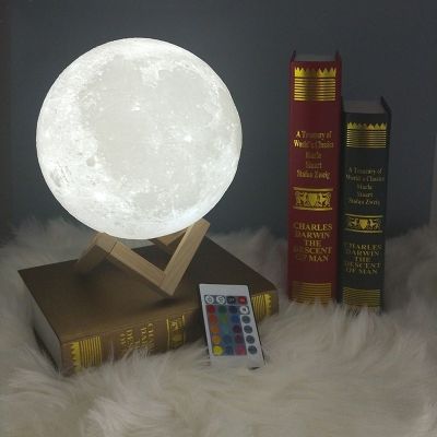 3D Print Moon Lamp Colorful Change USB Rechargeable Moon Light Touch Switch LED Night Light Bedroom Decoration Birthday Gift Night Lights