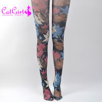 Womens Creative pattern silk stockings jacquard pantyhose spring and autumn pants ladies