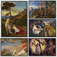 จิตรกรที่มีชื่อเสียง Titian โปสเตอร์ Venus กับ Mirro ผ้าใบภาพวาดโปสเตอร์ผนังห้องนั่งเล่น Home Cafe Gallery Decor